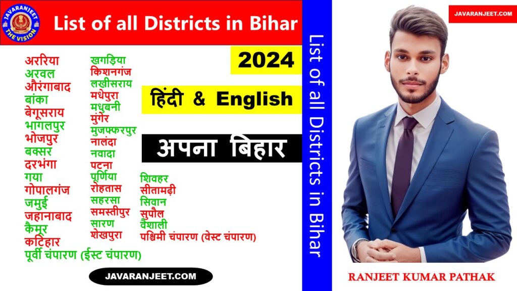 List of all Districts in Bihar | हिंदी & Englsih